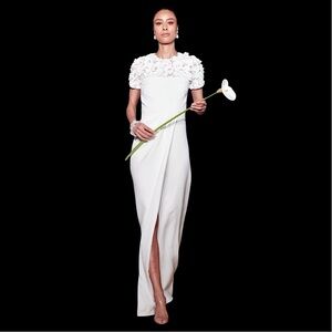 Sachin + Babi Marist White Bridal Maxi Gown Floral Lace Embellished Dress Size 4